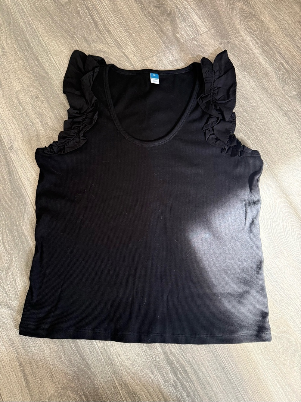 Black Ruffle Sleeve Women's Tank Top